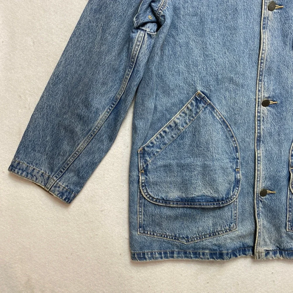 Levi's Premium Chore Coat Mens Medium Blue Denim Corduroy Collar Barn Jacket